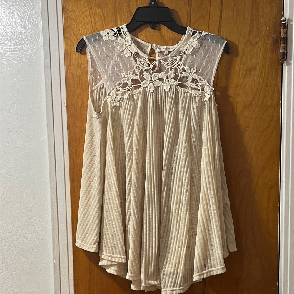 Altar'd State Cream Floral Lace Blouse